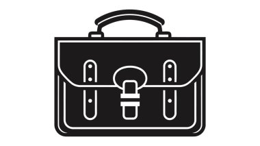 Evrak çantası siyah beyaz simgesi. Beyaz arkaplanda vektör illüstrasyonu.