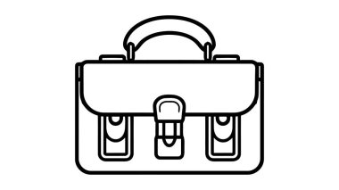 Evrak çantası siyah beyaz simgesi. Beyaz arkaplanda vektör illüstrasyonu.