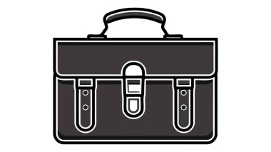 Evrak çantası siyah beyaz simgesi. Beyaz arkaplanda vektör illüstrasyonu.