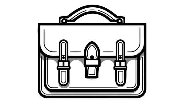 Briefcase Black White Icon Vector Illustration White Background — Stock Vector
