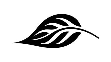 Beyaz arkaplanda izole edilmiş eko simge siyah yaprak vektör çizimi.