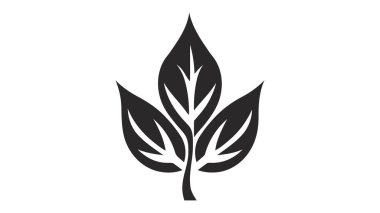 Beyaz arkaplanda izole edilmiş eko simge siyah yaprak vektör çizimi.