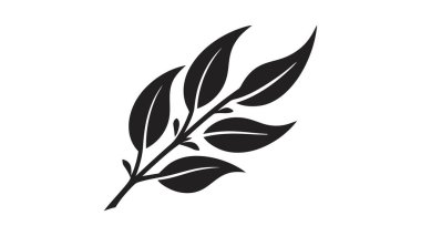 Beyaz arkaplanda izole edilmiş eko simge siyah yaprak vektör çizimi.