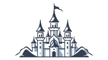 Vektör siyah kale ikonu, logo. Vektör illüstrasyonu beyaz arkaplanda izole edildi.