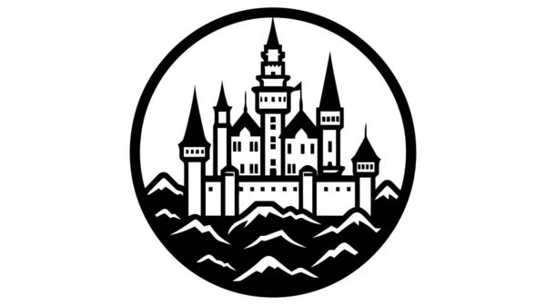 Ícone Castelo Preto Vetorial Logotipo Ilustração Vetorial Isolada Sobre Fundo — Vetor de Stock