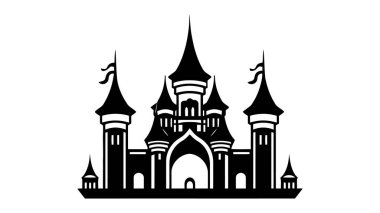 Vektör siyah kale ikonu, logo. Vektör illüstrasyonu beyaz arkaplanda izole edildi.