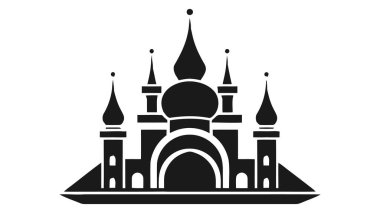 Vektör siyah kale ikonu, logo. Vektör illüstrasyonu beyaz arkaplanda izole edildi.