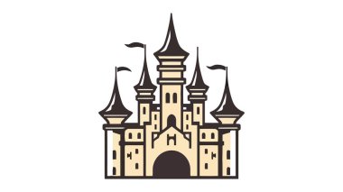 Vektör siyah kale ikonu, logo. Vektör illüstrasyonu beyaz arkaplanda izole edildi.