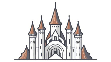 Vektör siyah kale ikonu, logo. Vektör illüstrasyonu beyaz arkaplanda izole edildi.