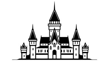 Vektör siyah kale ikonu, logo. Vektör illüstrasyonu beyaz arkaplanda izole edildi.