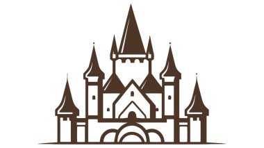 Vektör siyah kale ikonu, logo. Vektör illüstrasyonu beyaz arkaplanda izole edildi.