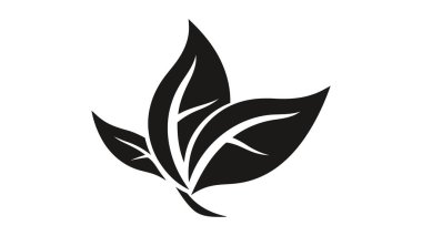 Beyaz arkaplanda izole edilmiş eko simge siyah yaprak vektör çizimi.