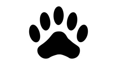 Pençe izinin siyah silueti, beyaz arkaplanda izole edilmiş..