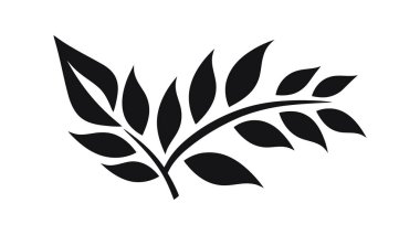 Beyaz arkaplanda izole edilmiş eko simge siyah yaprak vektör çizimi.