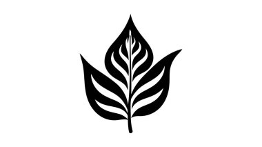 Beyaz arkaplanda izole edilmiş eko simge siyah yaprak vektör çizimi.