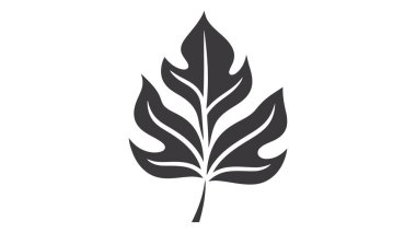 Beyaz arkaplanda izole edilmiş eko simge siyah yaprak vektör çizimi.