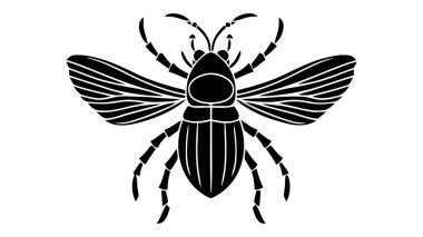 Beyaz bir arka plan üzerinde izole edilmiş bir böceğin vektör siyah silueti.