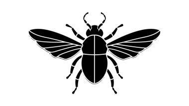 Beyaz bir arka plan üzerinde izole edilmiş bir böceğin vektör siyah silueti.