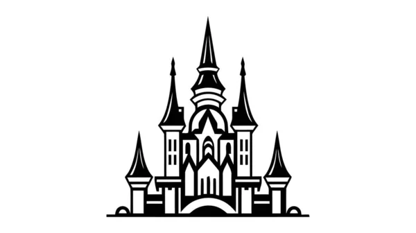 Vector Black Castle Icon Logo Vector Illustration Isolated White Background — Stock Vector