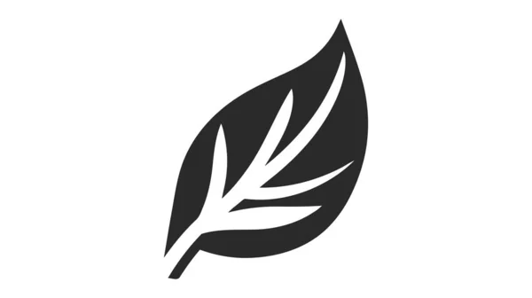 Eco Symbol Schwarzer Blattvektor Illustration Isoliert Auf Weißem Hintergrund — Stockvektor