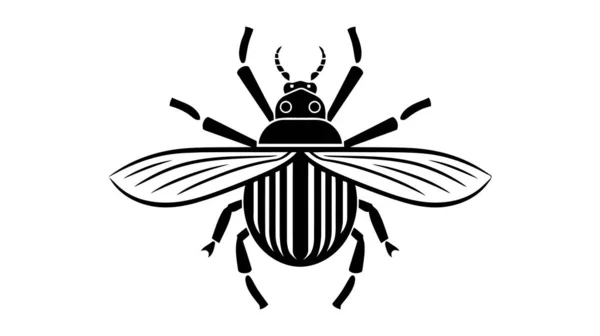 Vektor Schwarze Silhouette Eines Käfers Isoliert Auf Weißem Hintergrund — Stockvektor