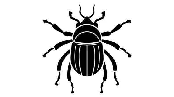 Vektor Schwarze Silhouette Eines Käfers Isoliert Auf Weißem Hintergrund — Stockvektor