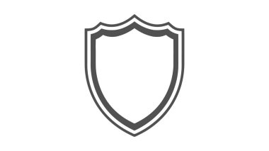 Kalkan Simgesi gri arkaplanda izole edilmiş, modaya uygun düz bir şekilde. Vektör illüstrasyonu, EPS10.