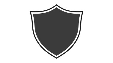 Kalkan Simgesi gri arkaplanda izole edilmiş, modaya uygun düz bir şekilde. Vektör illüstrasyonu, EPS10.