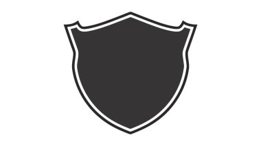 Kalkan Simgesi gri arkaplanda izole edilmiş, modaya uygun düz bir şekilde. Vektör illüstrasyonu, EPS10.