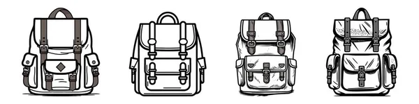 플래그 스케치 템플릿 Backpack Cad — 스톡 벡터