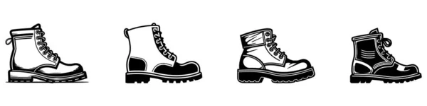 Шаблони Силуетів Взуття Набір Взуття Колекція Векторні Ілюстрації Білому Тлі — стоковий вектор