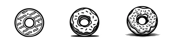 Donut Vektor Set Isoliert Auf Weißem Hintergrund Donut Sammlung — Stockvektor