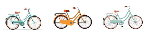 バイクのセット 自転車コレクション 白い背景のベクトルイラスト — ストックベクタ