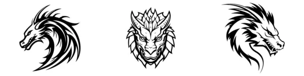 Dragão Emblema Logotipo Definido Cabeça Dragão Coleção Ícones Vetoriais —  Vetores de Stock