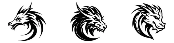 Dragão Emblema Logotipo Definido Cabeça Dragão Coleção Ícones Vetoriais —  Vetores de Stock