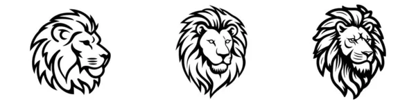 Lew Logo Zestaw Ilustracja Wektorowa Godło Design Białym Tle — Wektor stockowy