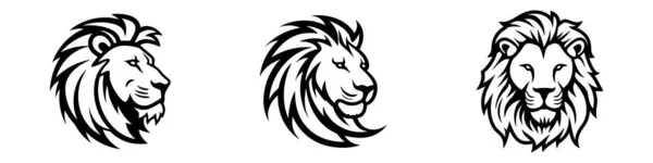 Logotipo León Conjunto Ilustración Vectorial Diseño Del Emblema Sobre Fondo — Vector de stock