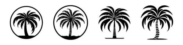 Colección Siluetas Tropical Palm Trees Concepto Vacaciones Viajes Vector Aislado — Vector de stock