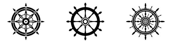 船轮设置在白色底座上 航海图标设计 — 图库矢量图片