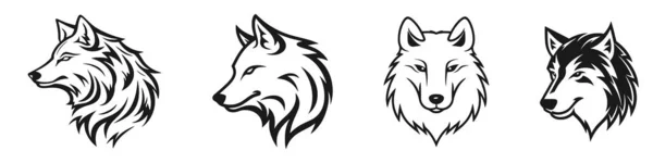 Ensemble Logo Wolf Collection Design Premium Illustration Vectorielle — Image vectorielle