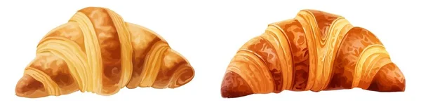 Ensemble Croissant Croissant Boulangerie Isolé Sur Fond Blanc Pour Menu — Image vectorielle
