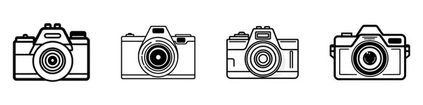 相机快门 镜头和照片相机图标设置 — 图库矢量图片