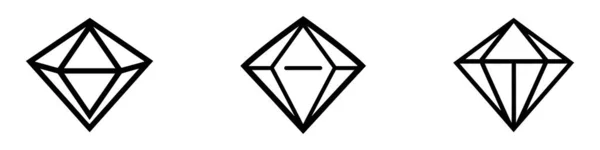 Zestaw Diamentów Płaskim Stylu Abstrakcyjne Czarne Ikony Kolekcji Diamentów Liniowy — Wektor stockowy