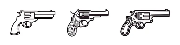 Set Pistols Silhouettes Revolver Set White Background Vector Icon Logo — Stock Vector
