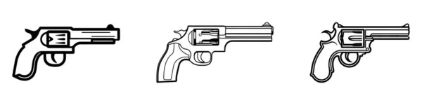 Набор Пистолетов Силуэты Револьвер Установлен Белом Фоне Значок Логотип — стоковый вектор