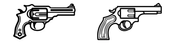 Набор Пистолетов Силуэты Револьвер Установлен Белом Фоне Значок Логотип — стоковый вектор
