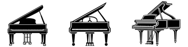 Piano Upright Piano Digital Piano Keyboard Logo Vector Logo Set — Stockvektor
