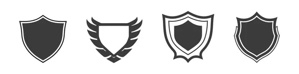 Ícone Escudo Vetorial Escudos Heráldicos Etiquetas Pretas Segurança Prémio Knight —  Vetores de Stock