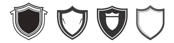Icono Del Escudo Vectorial Escudos Heráldicos Etiquetas Negras Seguridad Caballero — Archivo Imágenes Vectoriales