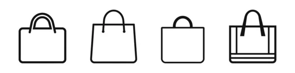购物袋相关线图标集 纸袋市场线形图标 购物袋概述病媒标志和符号收集 — 图库矢量图片